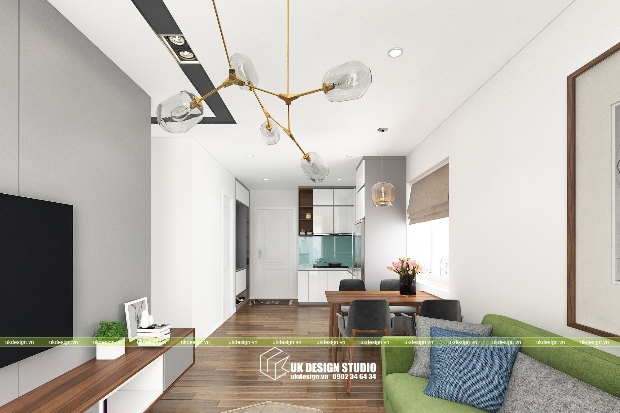 Thiết kế nội thất căn hộ 2 phòng ngủ 3